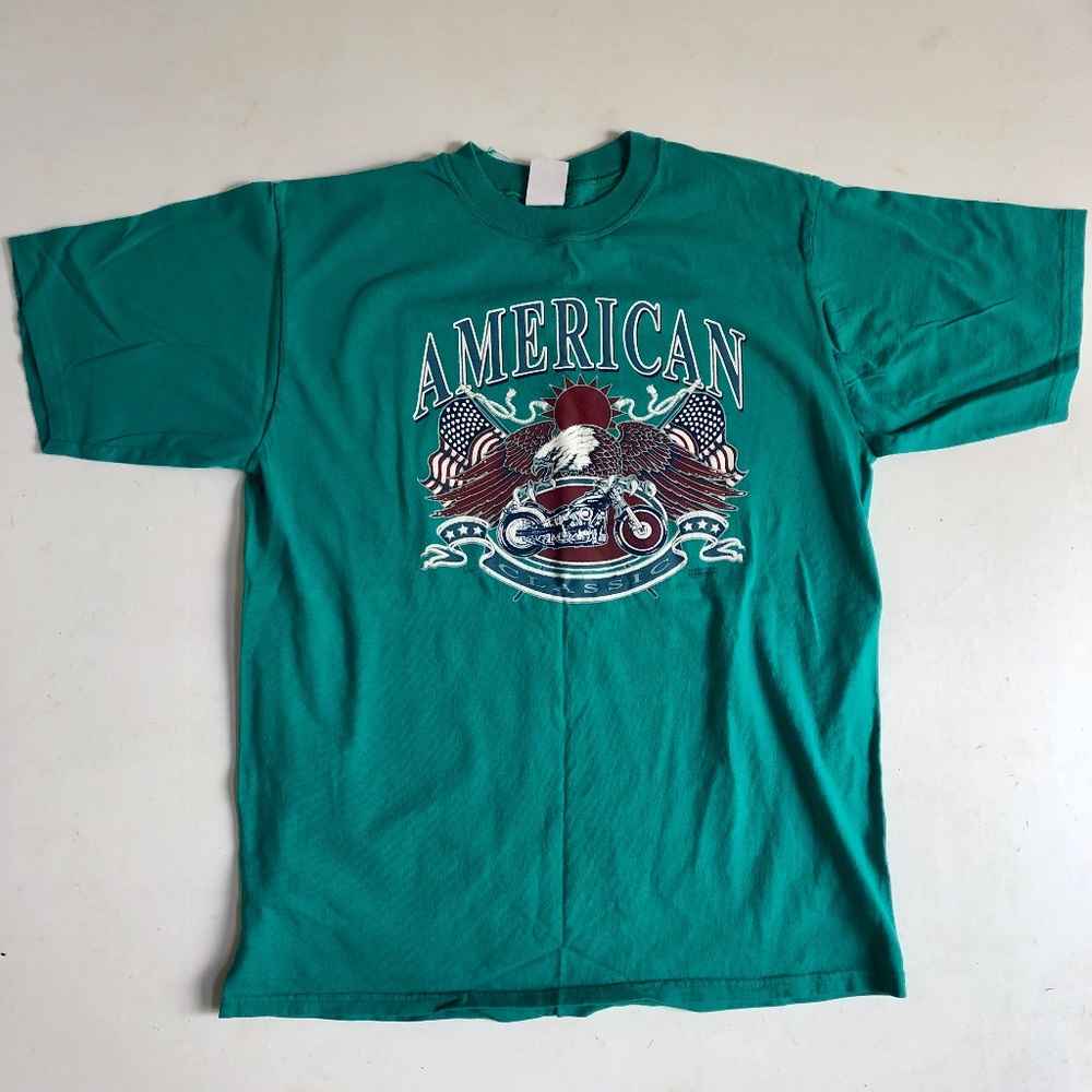 Vintage Classics Teal Motorcycle Graphic T-Shirt
